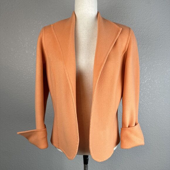 Tesori Sweaters - Tesori Womens Sweater Jacket Blazer Cardigan Size S Mellon‎ Orange Wool Cashmere